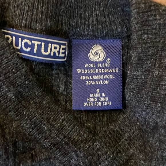 Structure Men’s Small LambsWool Blend Dark Gray Ribbed V Neck Sweater - Picture 5 of 7